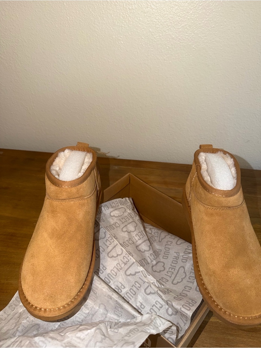 Classic Suede Slip-On Ankle Flats in Tan